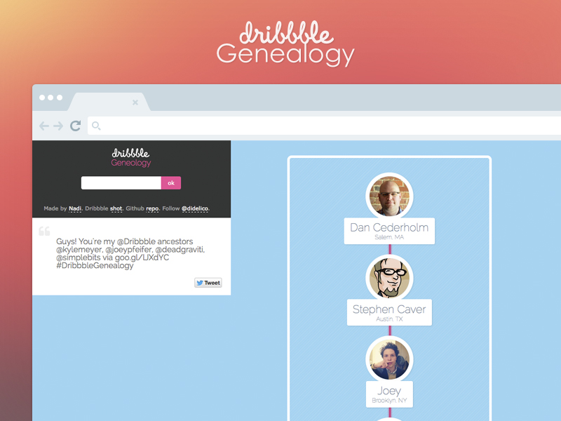 Dribbble Genealogy screenshot