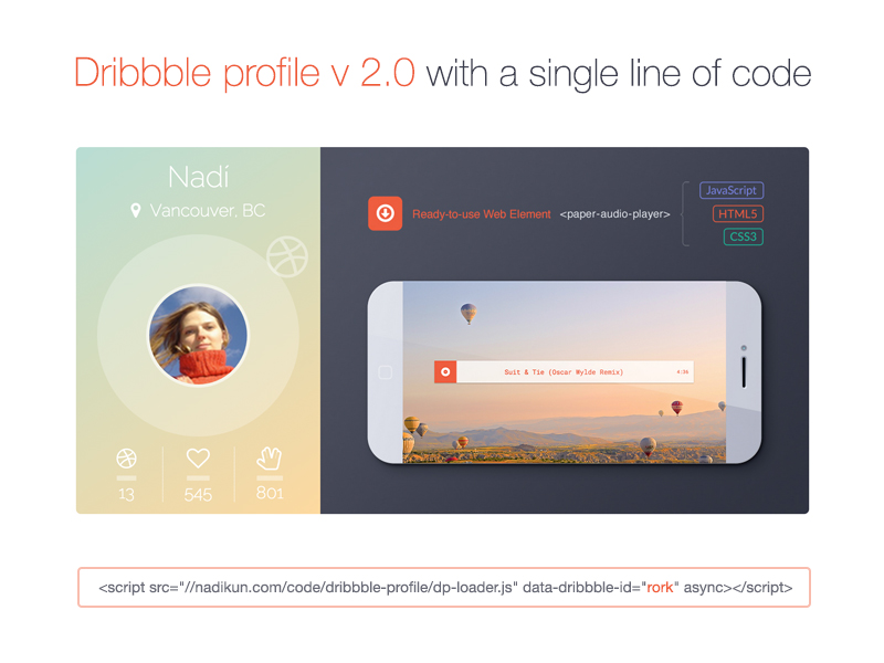 Dribbble Profile card widget screenshot