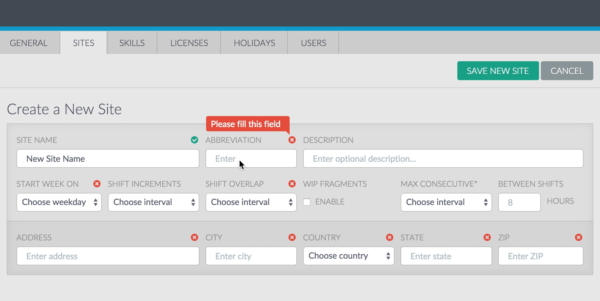 User-friendly form validation mechanics screenshot